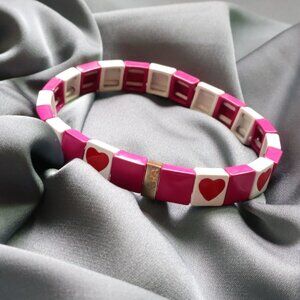 Roxanne Assoulin | All Heart | Pink White Gold Enameled Stretch Bracelet